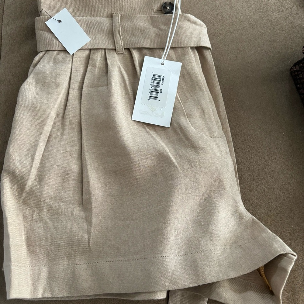 Frame Denim High Waist Shorts in Beige